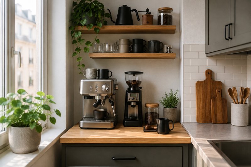 Organiser un coin café dans une petite cuisine